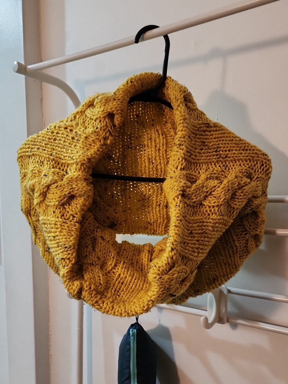 Chunky Cable Knit Infinity Scarf - Mustard Yellow